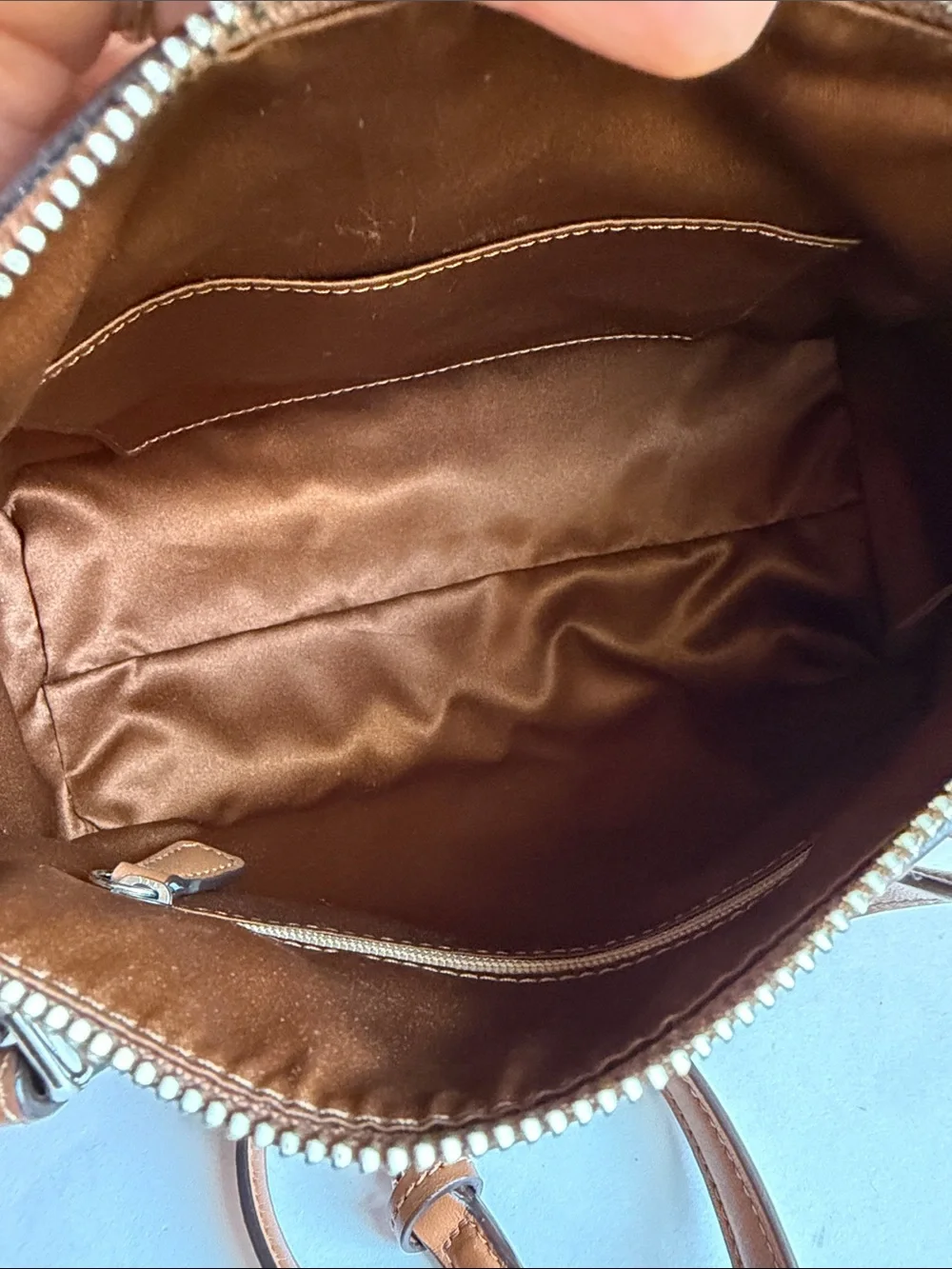 COACH Brown Leather Satchel Bag with Silver Buckle